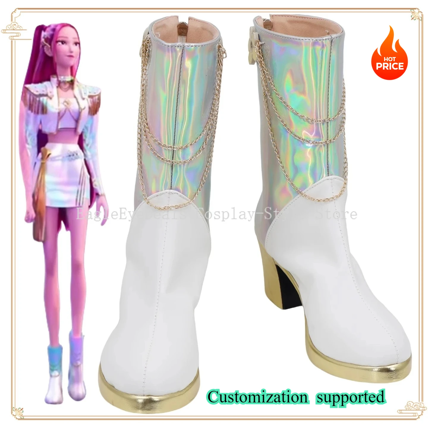 Customize KPop Demon Hunters Mira Cosplay Costume Shoes Handmade Faux Leather Boots New Song Stage Carnival Party Halloween
Customize KPop Demon Hunters Mira Cosplay Costume Shoes Handmade Faux Leather Boots New Song Stage Carnival Party Halloween