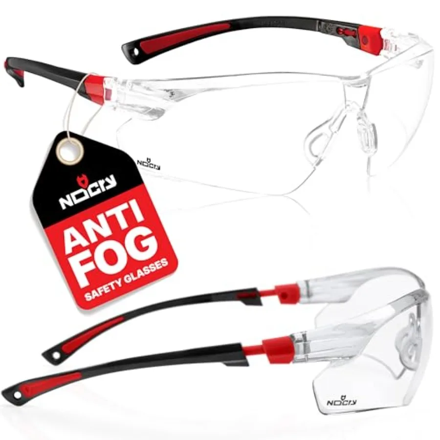 Clear Safety Glasses for Men and Women with Anti-Fog and Scratch Resistant Wrap Around Lenses, Adjustable Temples and Nose Pads
Clear Safety Glasses for Men and Women with Anti-Fog and Scratch Resistant Wrap Around Lenses, Adjustable Temples and Nose Pads