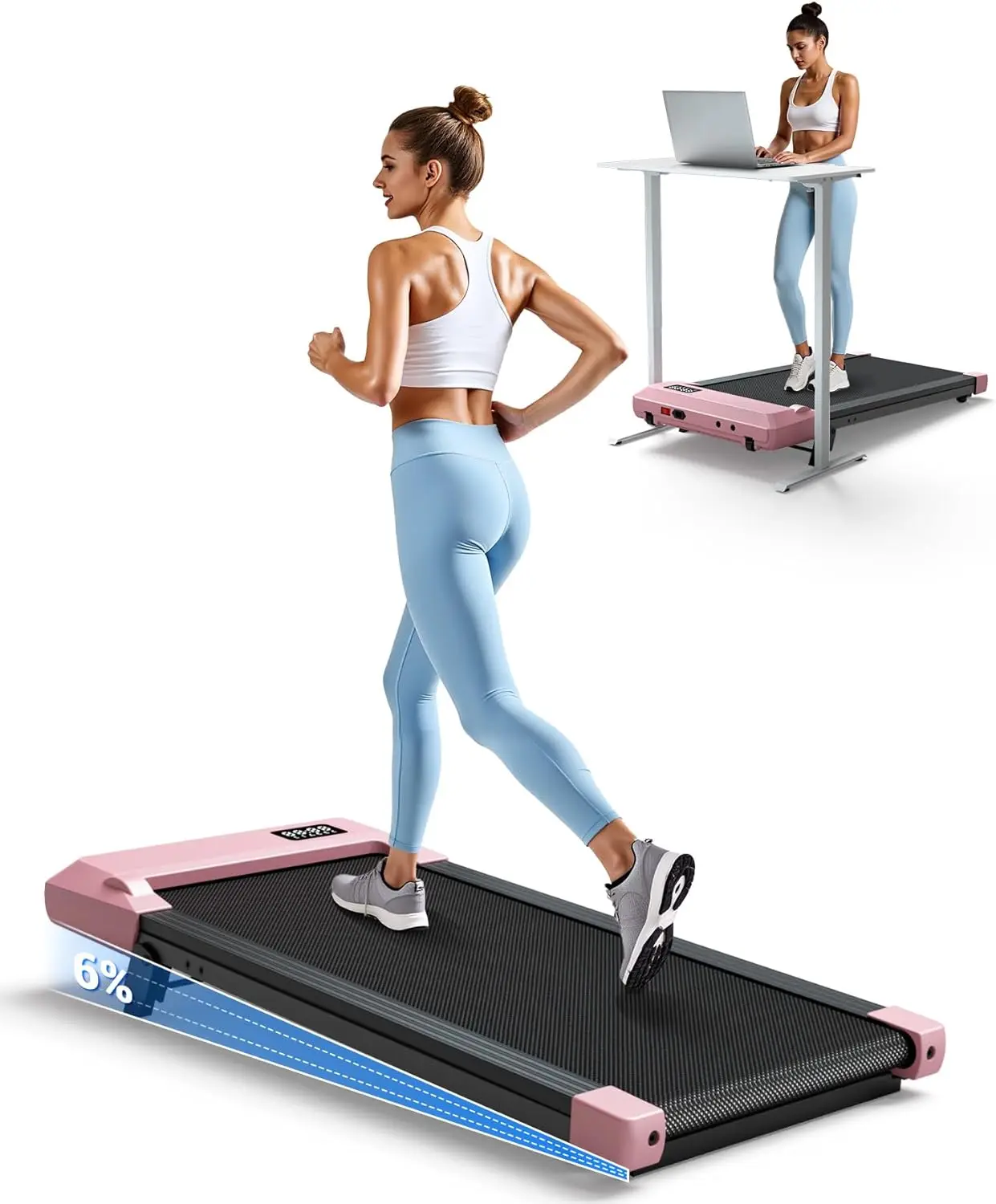 Under Desk Walking Pad Treadmill, 6% incline, 0.6–3.8 MPH speed, 300lb capacity with app and remote control
Under Desk Walking Pad Treadmill, 6% incline, 0.6–3.8 MPH speed, 300lb capacity with app and remote control