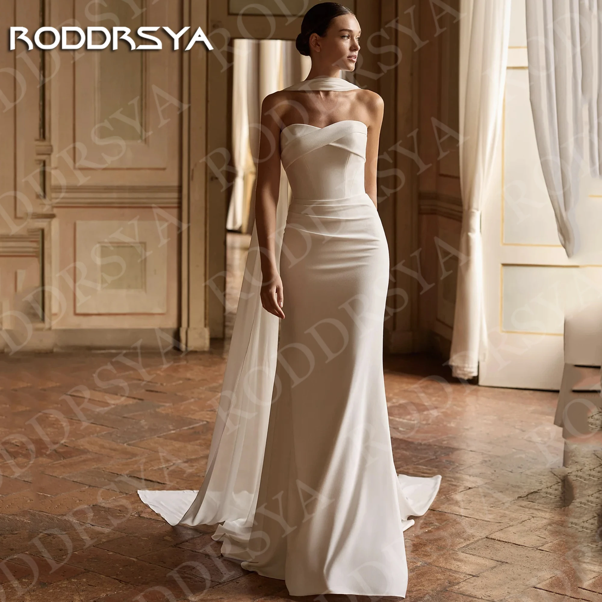 RODDRSYA Simple Elegant Wedding Dress Bohemian Strapless Mermaid Crepe Bridal Dresses Sweetheart Neck Customized robe mariée
RODDRSYA Simple Elegant Wedding Dress Bohemian Strapless Mermaid Crepe Bridal Dresses Sweetheart Neck Customized robe mariée