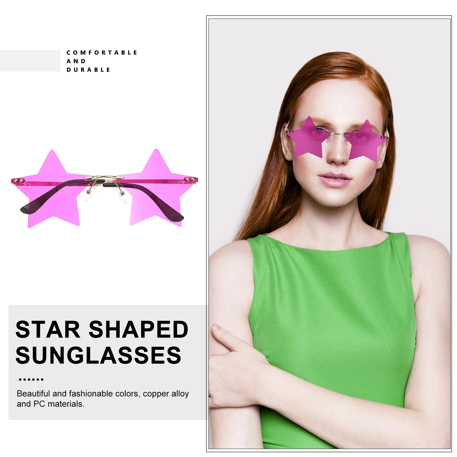 1Pair Star Shaped Rimless Sunglasses Party Glasses Photo Props Lightweight Copper Alloy Pc Material for Festival Beach
1Pair Star Shaped Rimless Sunglasses Party Glasses Photo Props Lightweight Copper Alloy Pc Material for Festival Beach