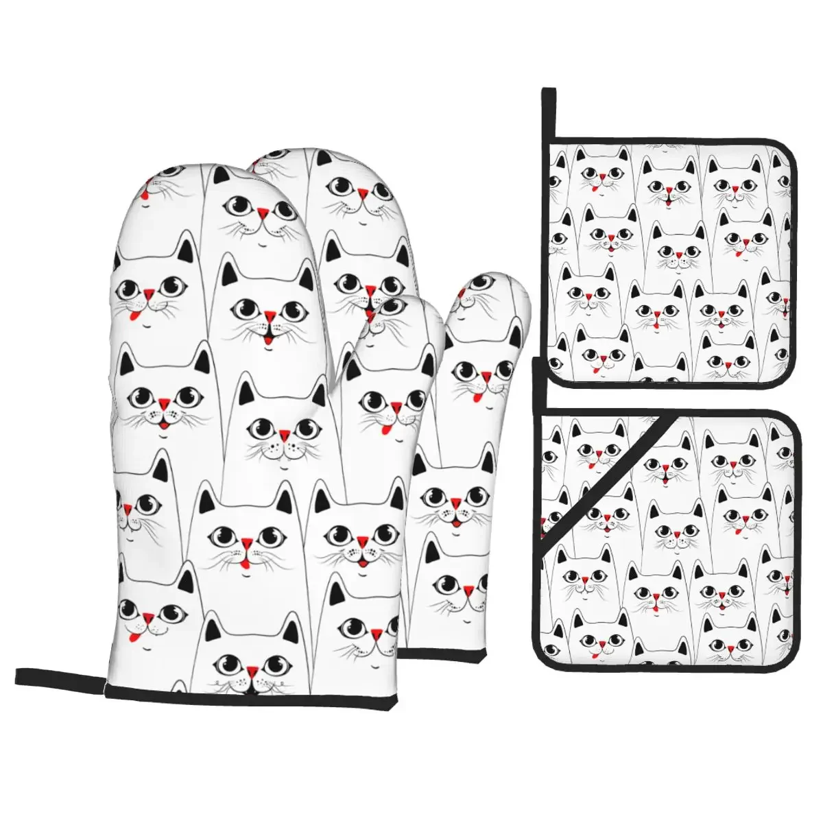 Custom Cats Pattern Oven Mitts and Pot Holders Sets of 4 High Heat Resistant Cartoon Kitten Baking Cooking Gloves Kitchen BBQ
Custom Cats Pattern Oven Mitts and Pot Holders Sets of 4 High Heat Resistant Cartoon Kitten Baking Cooking Gloves Kitchen BBQ