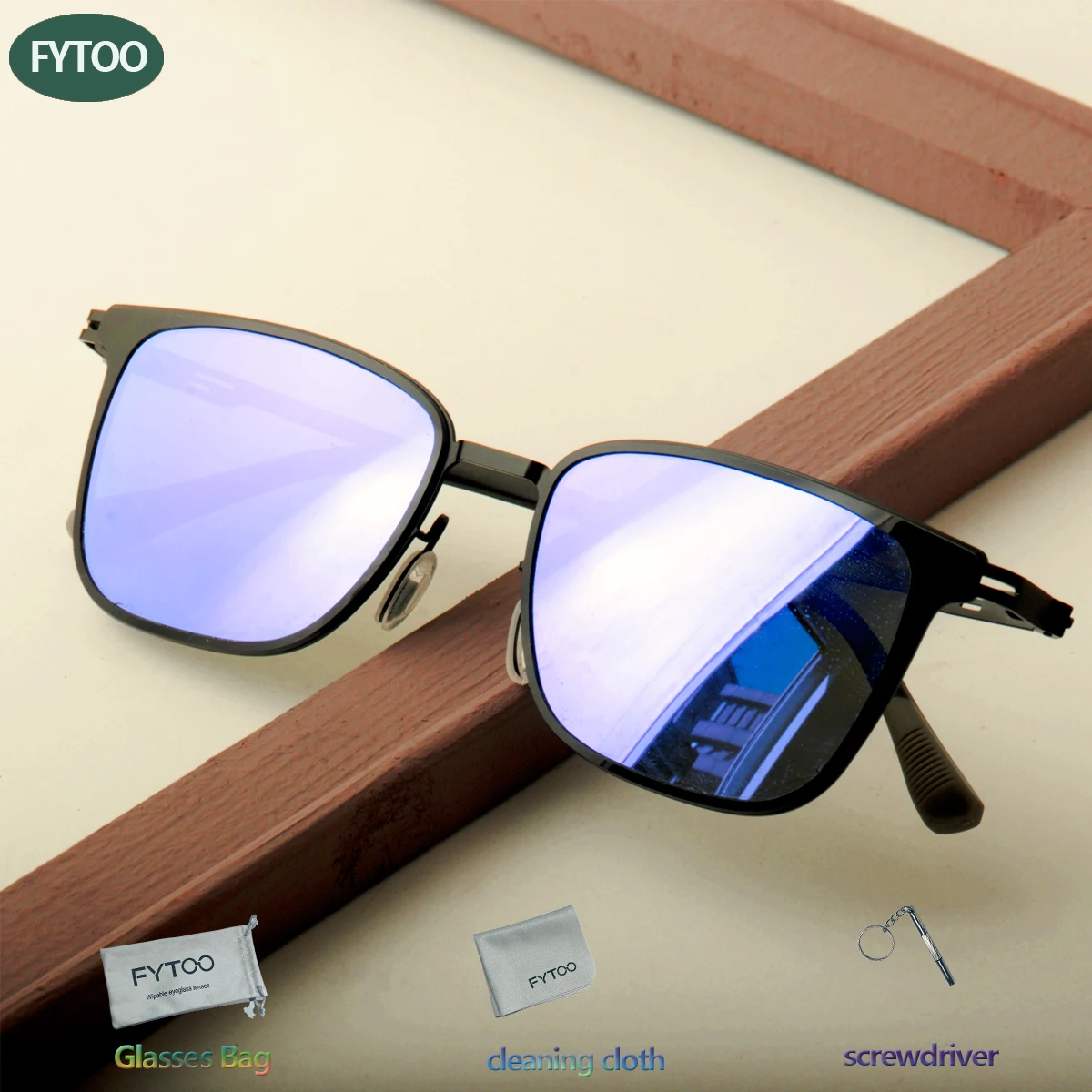 FYTOO Stylish Retro Rectangular Glasses Black Titanium Frame, Iridescent True Purple Lenses 3PCS Extras: Cloth,Pouch,Screwdriver
FYTOO Stylish Retro Rectangular Glasses Black Titanium Frame, Iridescent True Purple Lenses 3PCS Extras: Cloth,Pouch,Screwdriver