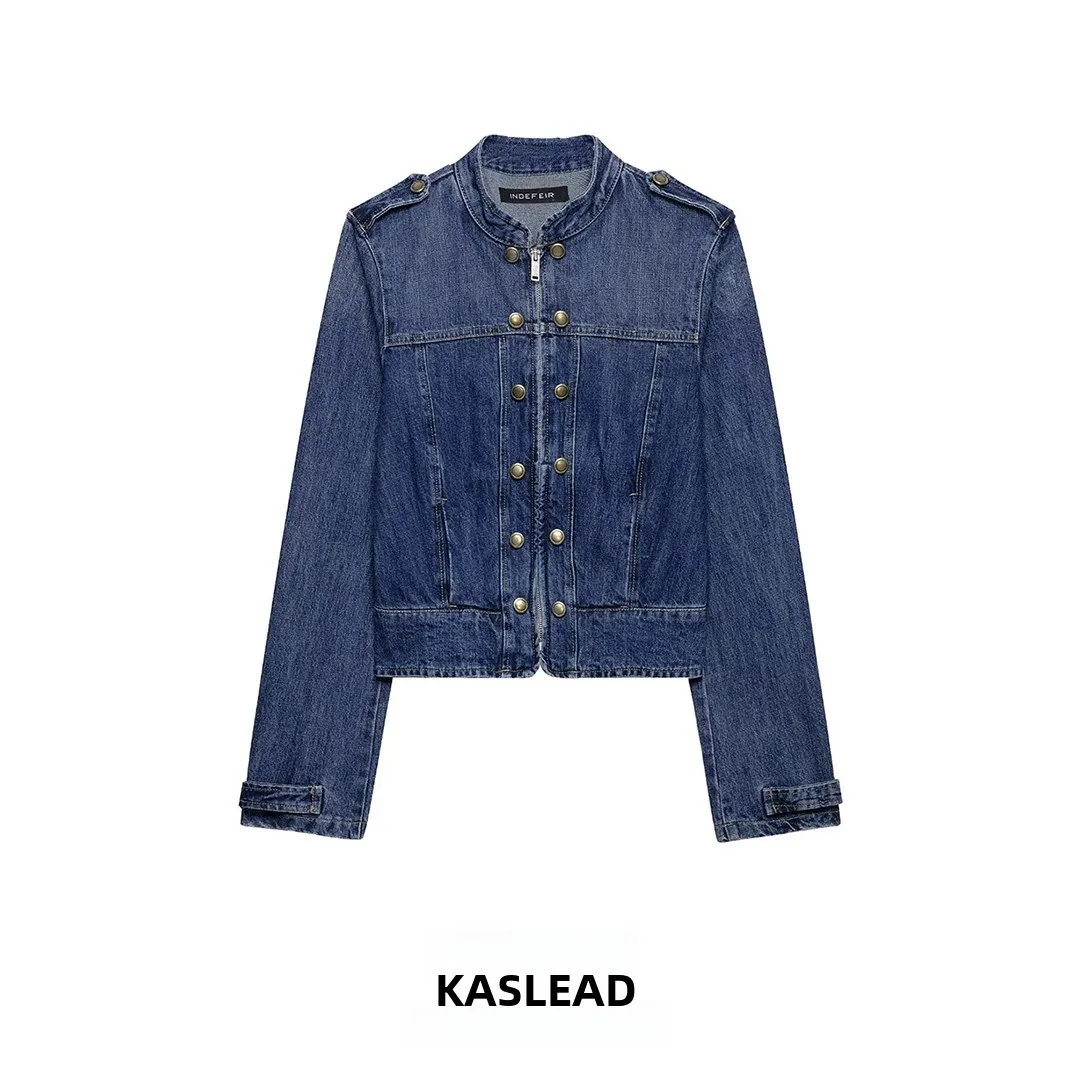 KASLEAD New Women's Fashionable Denim Buckle Button Jacket Outerwear Short Sleeve Long Zipper Polyester Fiber Summer 2026
KASLEAD New Women's Fashionable Denim Buckle Button Jacket Outerwear Short Sleeve Long Zipper Polyester Fiber Summer 2026