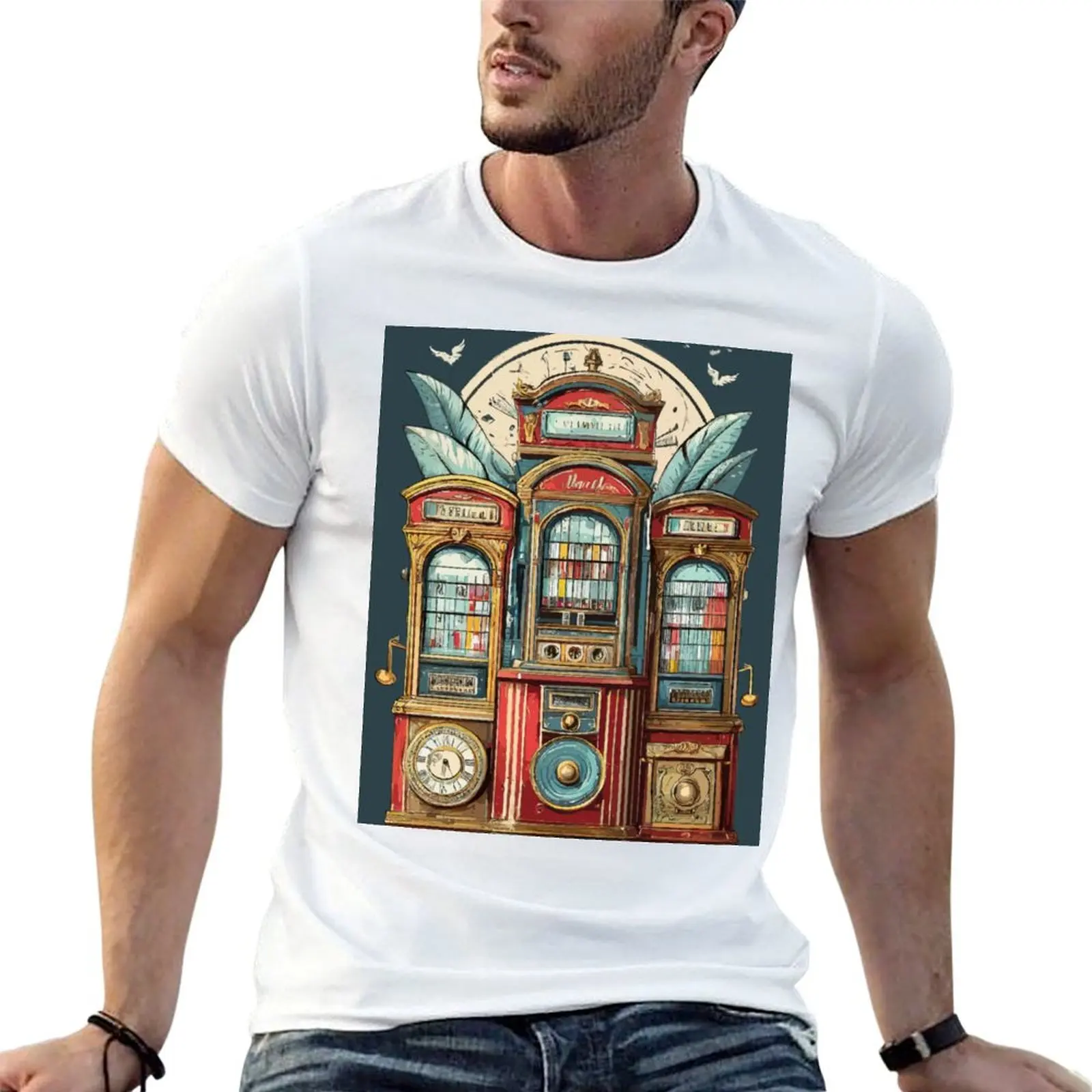 Nostalgic Melodies: Retro Jukebox Revival T-Shirt t shirts designer t shirts for man graphic funny T-Shirt
Nostalgic Melodies: Retro Jukebox Revival T-Shirt t shirts designer t shirts for man graphic funny T-Shirt