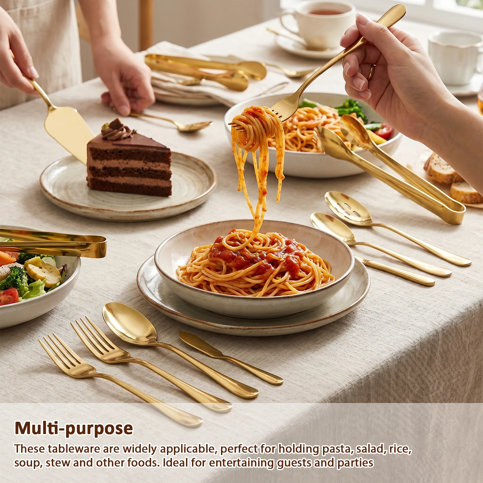 24pcs Complete Gold Cutlery Kit Included Spoons Forks Tongs Slotted Spoon Ladle Dishwasher Safe for Parties Buffet Catering
24pcs Complete Gold Cutlery Kit Included Spoons Forks Tongs Slotted Spoon Ladle Dishwasher Safe for Parties Buffet Catering