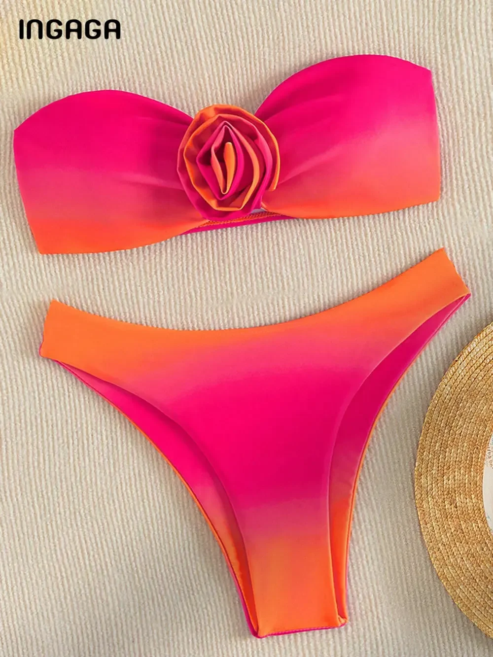 2 Piece Gradient Swimsuits for Women Bandeau 3D Floral Bikini Sets Trendy Ombre Print Two-Piece Swimsuit for Beach Pool Party
2 Piece Gradient Swimsuits for Women Bandeau 3D Floral Bikini Sets Trendy Ombre Print Two-Piece Swimsuit for Beach Pool Party