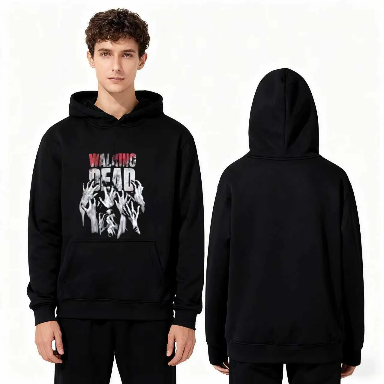 330g Heavyweight Walking Dead Zombie Hand Print Hoodie Horror Style Unisex Black Sweatshirt Casual Streetwear For Men Women
330g Heavyweight Walking Dead Zombie Hand Print Hoodie Horror Style Unisex Black Sweatshirt Casual Streetwear For Men Women