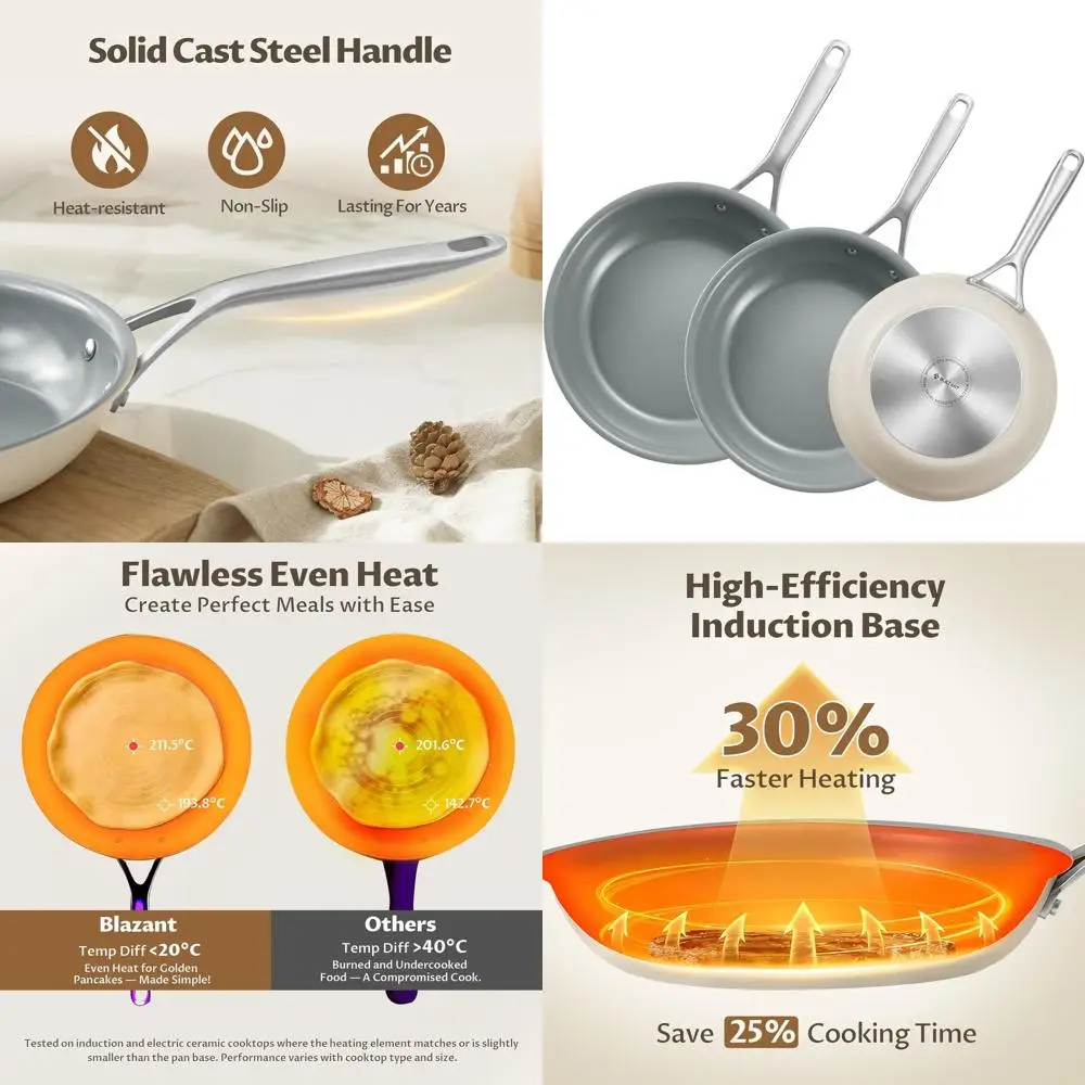 3-Piece Ceramic Nonstick Cookware Set with Induction Base, Oven Safe, PTFE/PFAS-Free, 8, 9.5, 11
3-Piece Ceramic Nonstick Cookware Set with Induction Base, Oven Safe, PTFE/PFAS-Free, 8, 9.5, 11