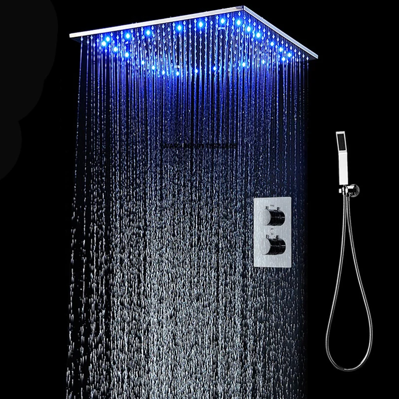 Bathroom Accessories Shower 3 Ways Thermostatic Valve Shower Set With 20 Inches 304ss Rain Mist Shower Head LED Lighting
Bathroom Accessories Shower 3 Ways Thermostatic Valve Shower Set With 20 Inches 304ss Rain Mist Shower Head LED Lighting