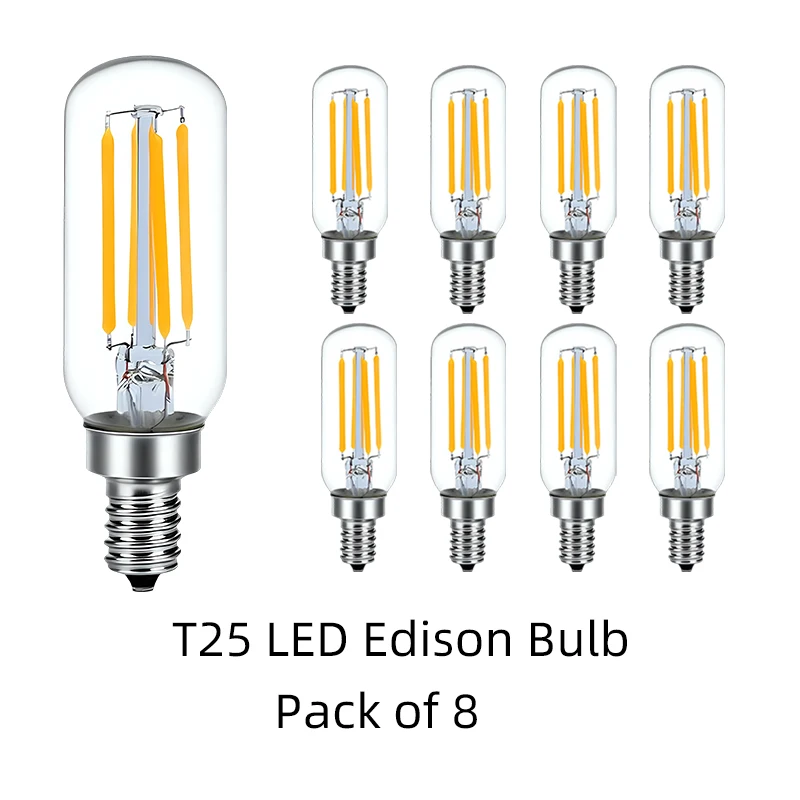 8Pcs T25 LED Filament Bulb E14 4W Warm White 2700K Non-Dimmable Edison Light Bulb Tubular Lamp for Ceiling Fan Chandelier Decor
8Pcs T25 LED Filament Bulb E14 4W Warm White 2700K Non-Dimmable Edison Light Bulb Tubular Lamp for Ceiling Fan Chandelier Decor