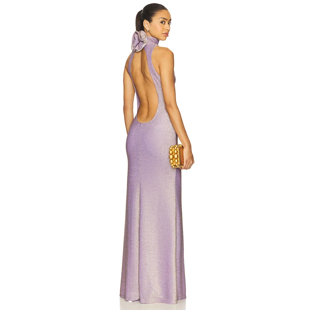 Chic Lavender High Collar Backless Mermaid Long Gown Featuring Detachable 3D Flower For Elegant Dinner Gala Grad Party Occasion
Chic Lavender High Collar Backless Mermaid Long Gown Featuring Detachable 3D Flower For Elegant Dinner Gala Grad Party Occasion