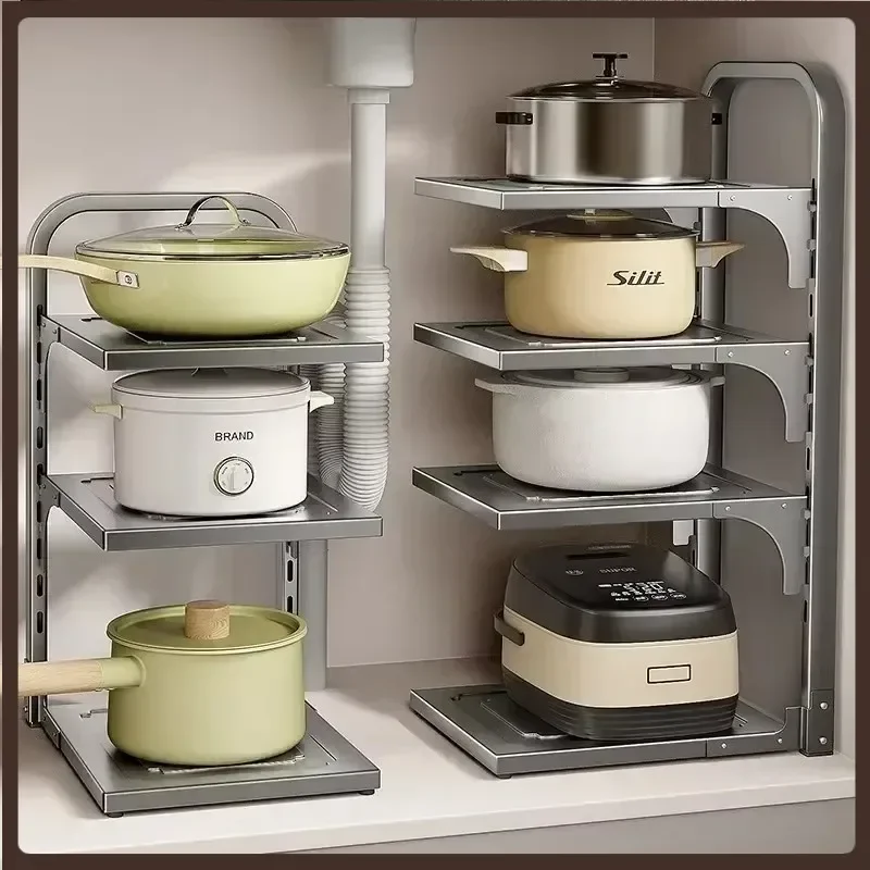 Kitchen Shelves Multi-Layer Pot Storage Rack Adjustable Cabinet Under Sink Pan Rack Stainless Household Bowls Organize Holder
Kitchen Shelves Multi-Layer Pot Storage Rack Adjustable Cabinet Under Sink Pan Rack Stainless Household Bowls Organize Holder