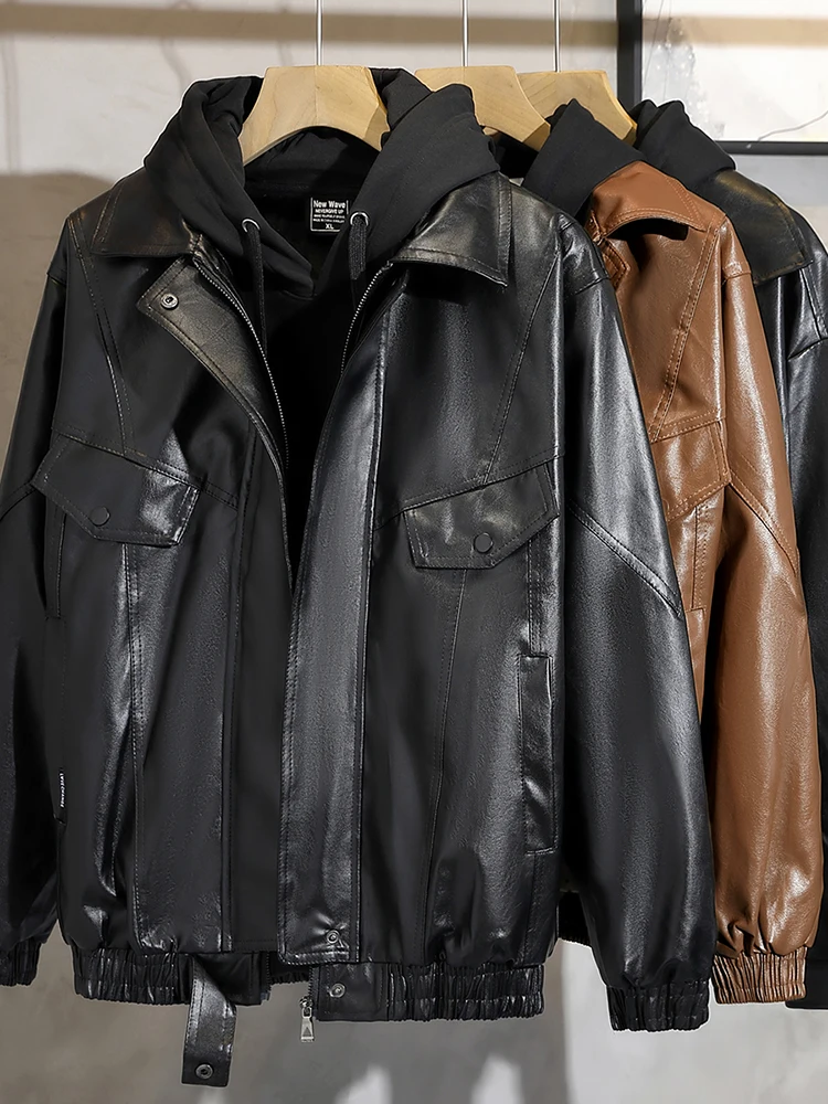 Мужская куртка из искусственной кожи в стиле ретро, новая весенне-осенняя модель, свободного кроя, модная, для мотоциклистов, молодежная, с длинным рукавом и молнией
Мужская куртка из искусственной кожи в стиле ретро, новая весенне-осенняя модель, свободного кроя, модная, для мотоциклистов, молодежная, с длинным рукавом и молнией