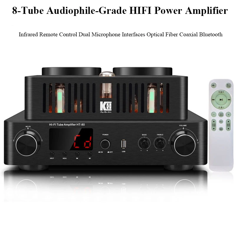 HT80 Высокомощный ламповый усилитель мощности звука 8 ламп 200 Вт * 2 выходная мощность Bluetooth 50 HIFI усилитель 2,1-канальный A1943C5200
HT80 Высокомощный ламповый усилитель мощности звука 8 ламп 200 Вт * 2 выходная мощность Bluetooth 50 HIFI усилитель 2,1-канальный A1943C5200