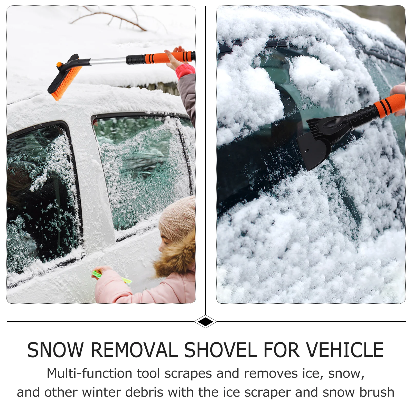 Compact 2-in-1 Windshield Snow Remover Shovel with Ice Scraper and Brush Function Car Snow Clean Tool for Easy Storage All
Compact 2-in-1 Windshield Snow Remover Shovel with Ice Scraper and Brush Function Car Snow Clean Tool for Easy Storage All