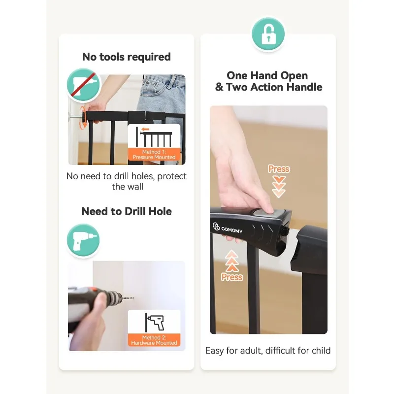 29.5-43.3" Safety Baby Gate Extra Wide, Auto Close Dog Gate for House Doorways Stairs, Pressure Mounted Easy
29.5-43.3" Safety Baby Gate Extra Wide, Auto Close Dog Gate for House Doorways Stairs, Pressure Mounted Easy