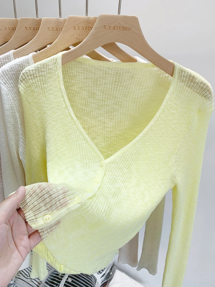 2026 Summer Thin Ice Silk Knit Sun Protection Women Cardigan Solid Color Casual Short Shawl Outerwear Air Conditioning Blouse 11 Sc9d221acfc294151bfcd55c89856af9a3