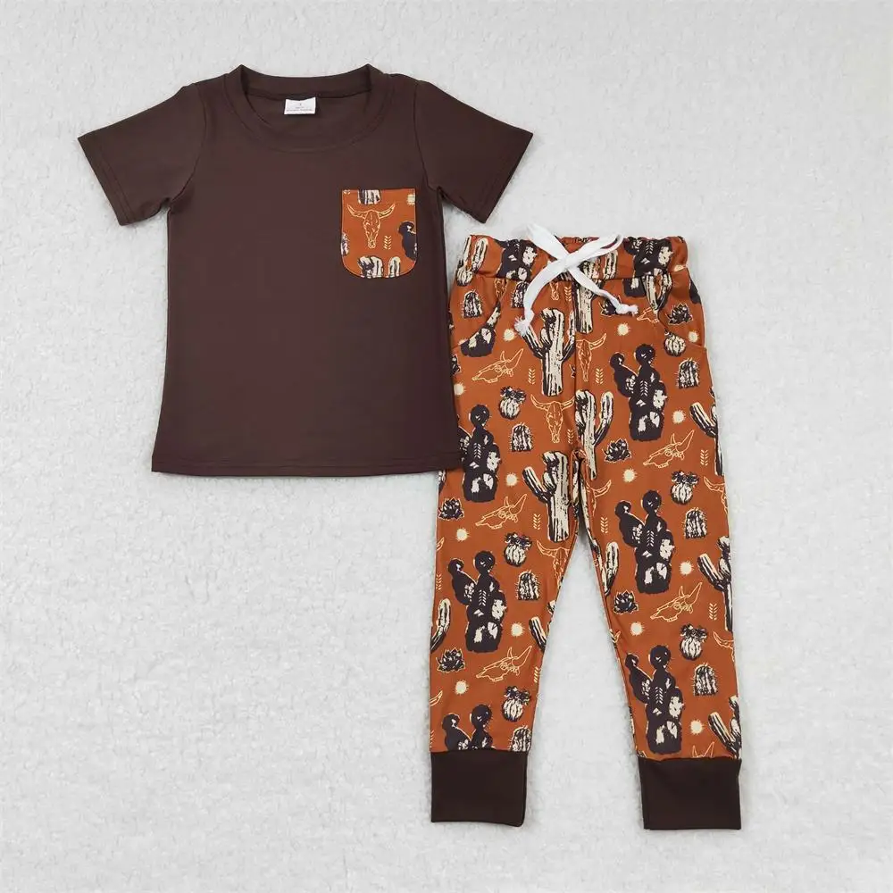 Wholesale Toddler Cotton Short Sleeves Pocket Pullover T-shirt Kids Cow Cactus Pants Infant Children Western Set Baby Boy Outfit
Wholesale Toddler Cotton Short Sleeves Pocket Pullover T-shirt Kids Cow Cactus Pants Infant Children Western Set Baby Boy Outfit