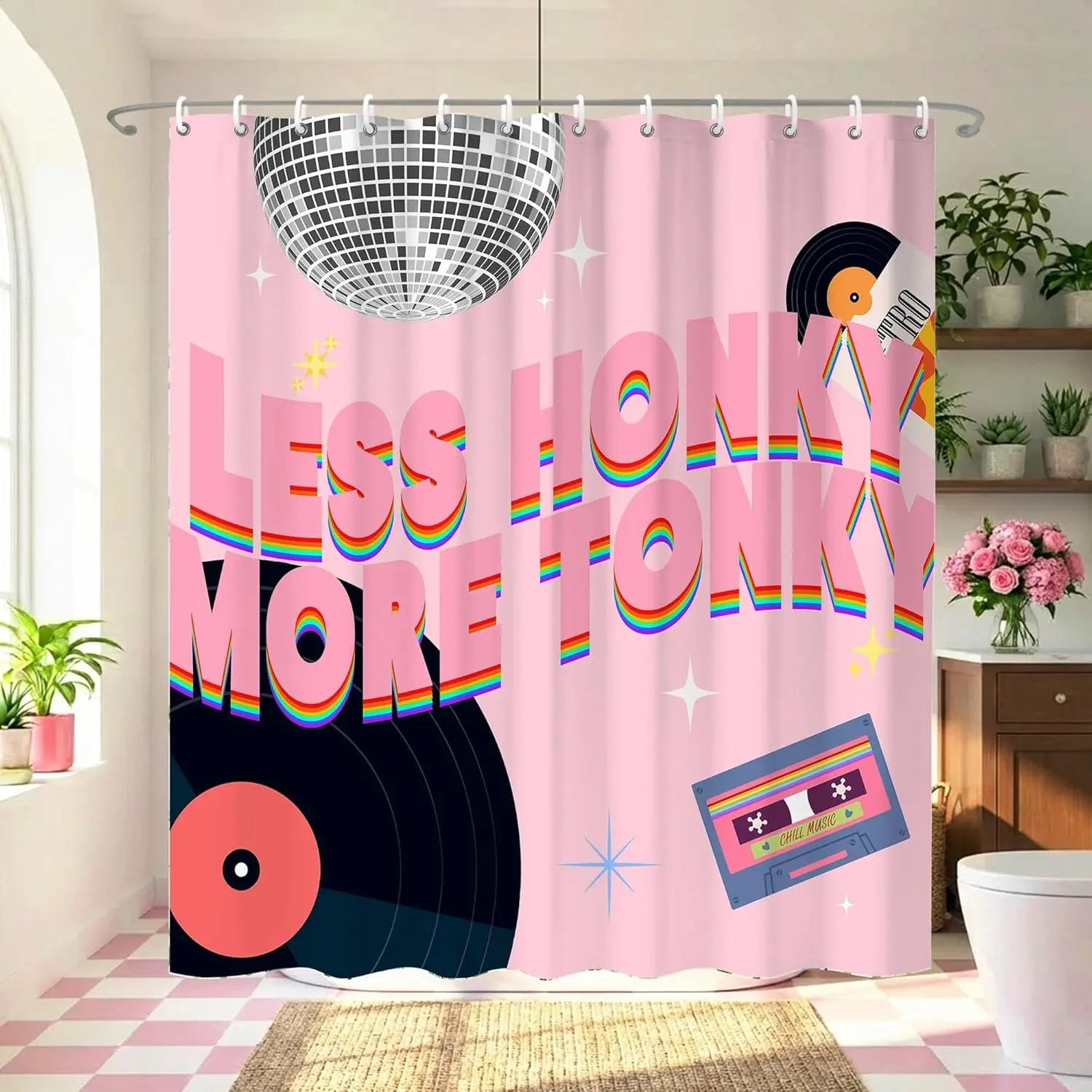 Pink Y2K Disco Shower Curtain,Retro Music Theme Shower Curtains for Girls Bathroom,Funny Waterproof Polyester Preppy Style
Pink Y2K Disco Shower Curtain,Retro Music Theme Shower Curtains for Girls Bathroom,Funny Waterproof Polyester Preppy Style