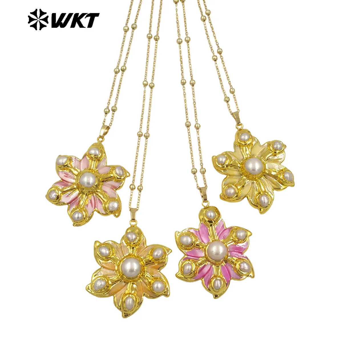 WT-JN294 The New Romantic 18K Gold Plated Natural Shell Six Pearl Flower Shaped Necklace For Lovely Woman As Birthday Gift
WT-JN294 The New Romantic 18K Gold Plated Natural Shell Six Pearl Flower Shaped Necklace For Lovely Woman As Birthday Gift