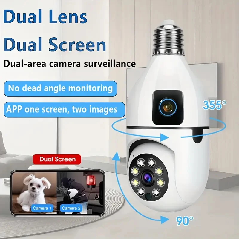 360-градусная панорамная камера с лампочкой - двойной объектив 1080P Wi-Fi наблюдения для дома и улицы, доступно через смартфон
360-градусная панорамная камера с лампочкой - двойной объектив 1080P Wi-Fi наблюдения для дома и улицы, доступно через смартфон