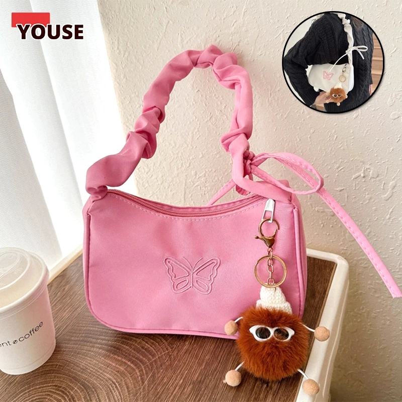 Fashionable Butterfly Embroidered Pleated Underarm Bag Bowknot Shoulder Bag Butterfly Small Tote Bag Nylon Bags Summer Y2k-style
Fashionable Butterfly Embroidered Pleated Underarm Bag Bowknot Shoulder Bag Butterfly Small Tote Bag Nylon Bags Summer Y2k-style