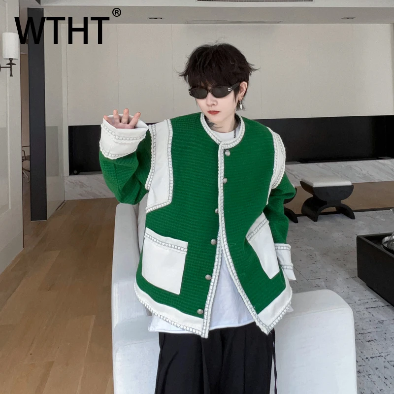 WTHT New Fashion Men's Plaid Spliced Leather Pockets Casual Blazer Coats Loose O-neck Single-breasted Jackets Male Summer 2A0241
WTHT New Fashion Men's Plaid Spliced Leather Pockets Casual Blazer Coats Loose O-neck Single-breasted Jackets Male Summer 2A0241