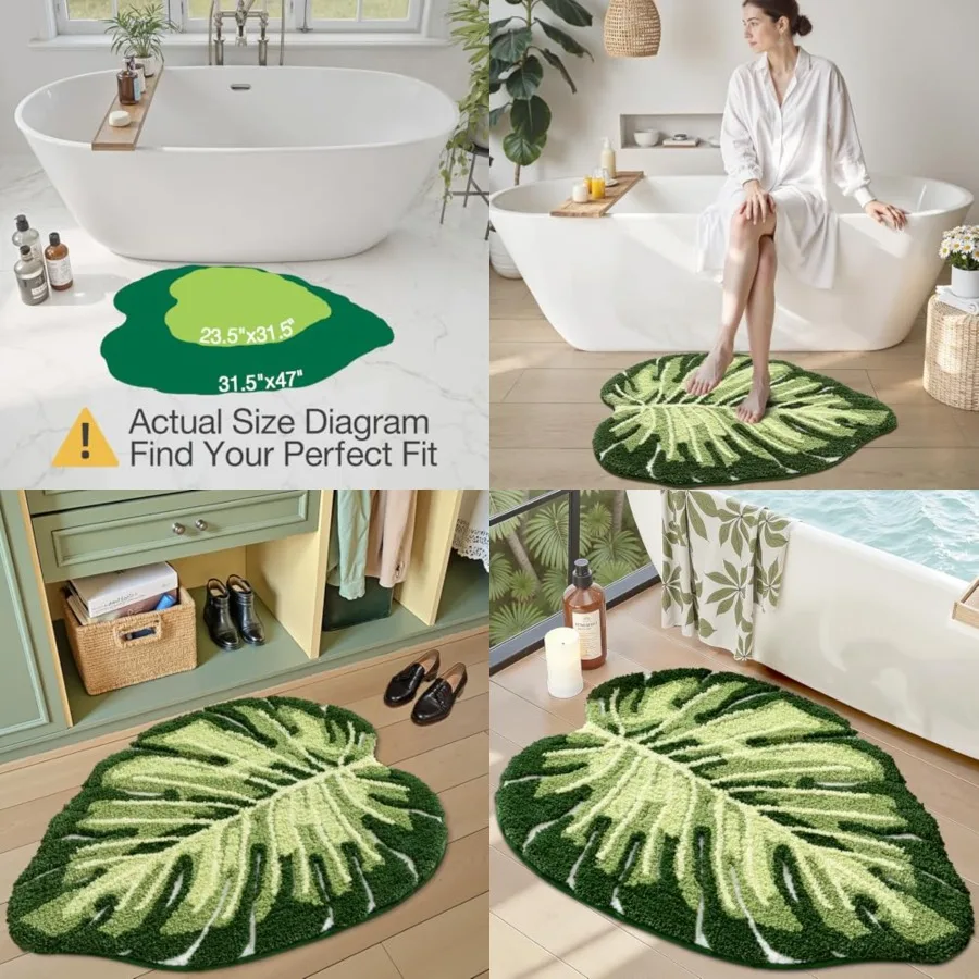Cute Bathroom Rugs with Green Leaf Plant, Soft, Fluffy, Plush, Absorbent, Quick Dry, Non Slip, Machine Washable for Shower Floo
Cute Bathroom Rugs with Green Leaf Plant, Soft, Fluffy, Plush, Absorbent, Quick Dry, Non Slip, Machine Washable for Shower Floo