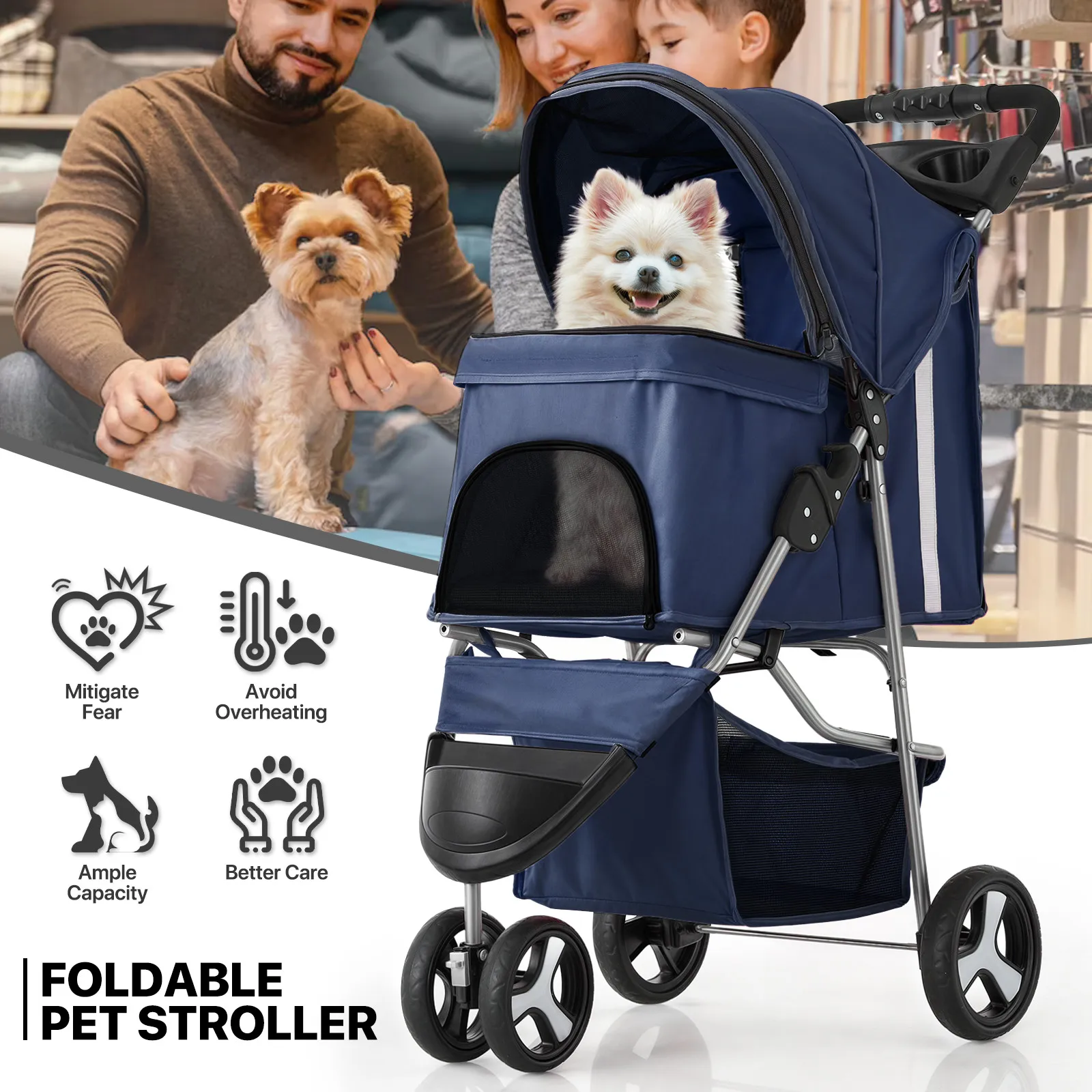 Blue Foldable Dog Stroller for Small Medium Pets Travel Cage Carrier Cart with Sunshade Lightweight Pet Transport Wagon Easy
Blue Foldable Dog Stroller for Small Medium Pets Travel Cage Carrier Cart with Sunshade Lightweight Pet Transport Wagon Easy