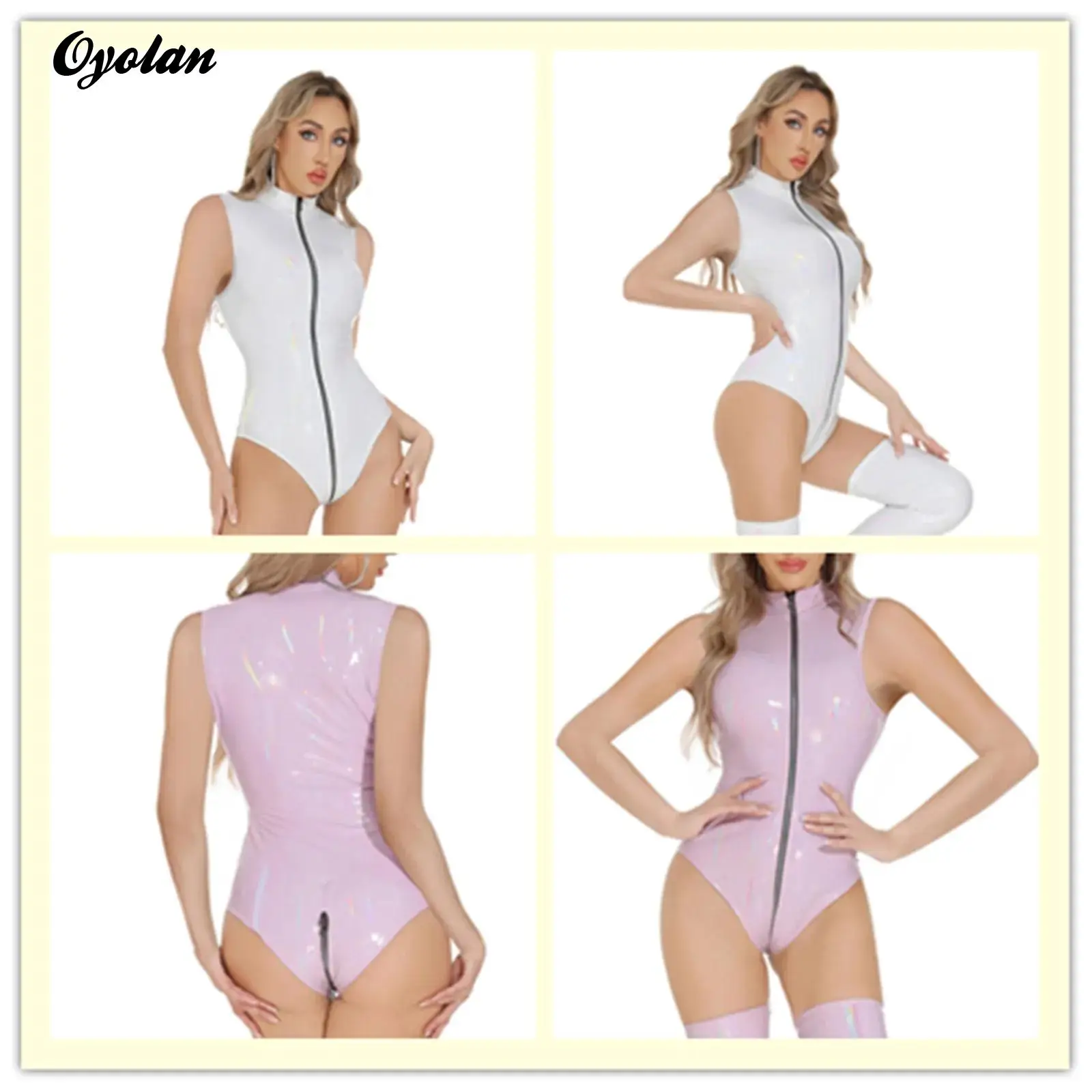 Womens Lingerie Crotchless PU Leather Latex Bodysuit Front Zipper Crotch Leotard Jumpsuit Metallic Wet Look Catsuit Clubwear
Womens Lingerie Crotchless PU Leather Latex Bodysuit Front Zipper Crotch Leotard Jumpsuit Metallic Wet Look Catsuit Clubwear