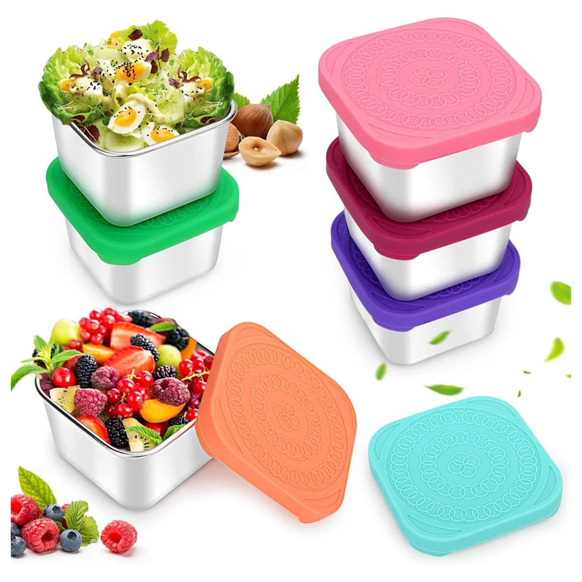 Stainless Steel Snack Containers, 6Oz 304 Stainless Steel Metal Sauce Food Storage Box Containers with Silicone Lids
Stainless Steel Snack Containers, 6Oz 304 Stainless Steel Metal Sauce Food Storage Box Containers with Silicone Lids