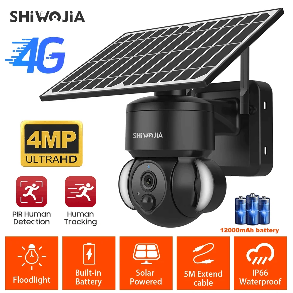 SHIWOJIA 4MP WIFI Solar Camera 4G Sim Card PIR Human Detection Solar Battery Security Camera CCTV Video Surveillance Outdoor Cam
SHIWOJIA 4MP WIFI Solar Camera 4G Sim Card PIR Human Detection Solar Battery Security Camera CCTV Video Surveillance Outdoor Cam