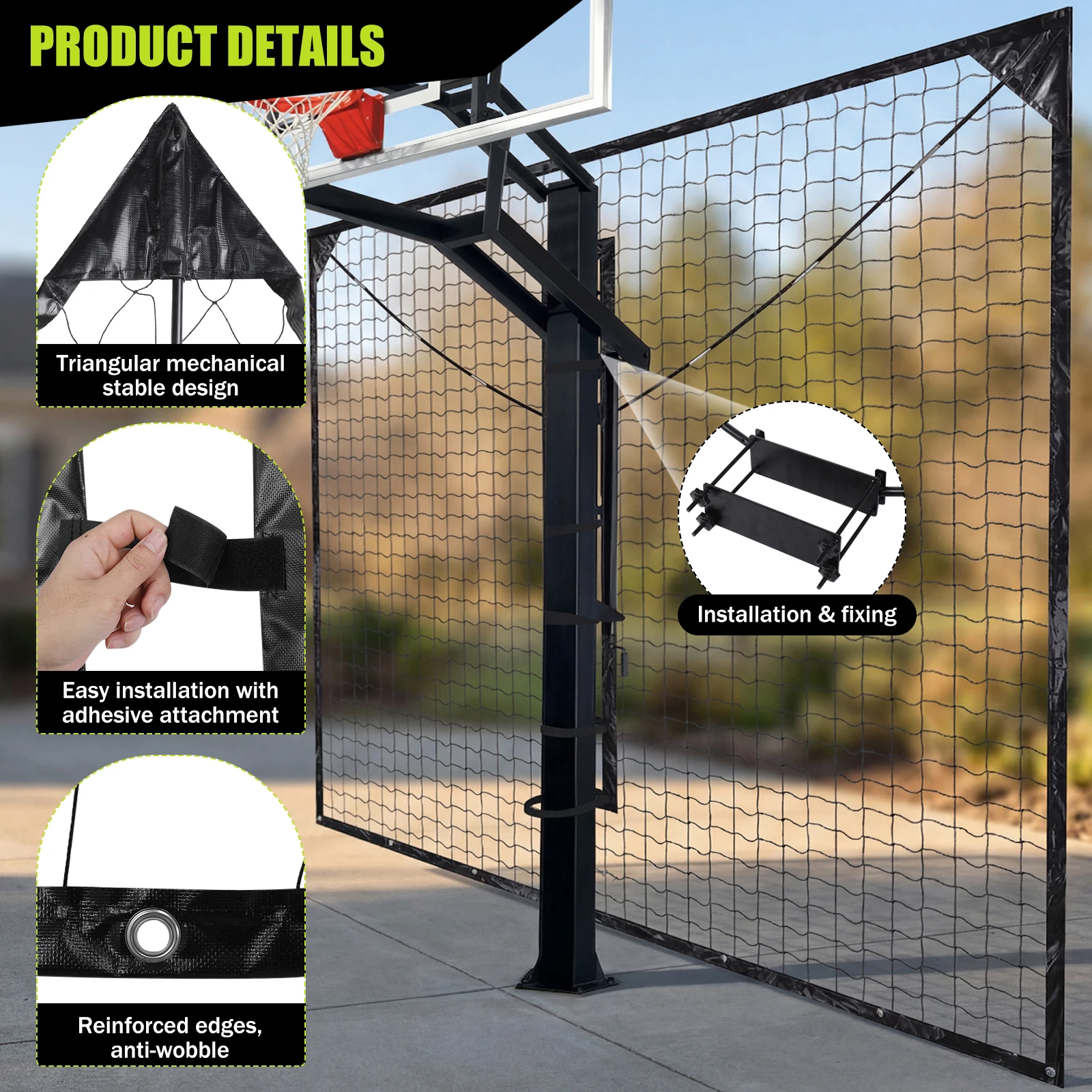 Heavy Duty Basketball Return Net 12FT X 10FT Basketball Return Attachment UV-Resistant for Outdoor Backyard Community Court
Heavy Duty Basketball Return Net 12FT X 10FT Basketball Return Attachment UV-Resistant for Outdoor Backyard Community Court