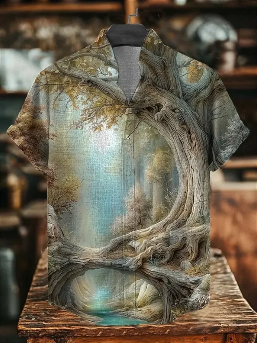 Natural style men's linen short-sleeved shirt with button design, digital print, casual comfort, and fashionable wear
Natural style men's linen short-sleeved shirt with button design, digital print, casual comfort, and fashionable wear