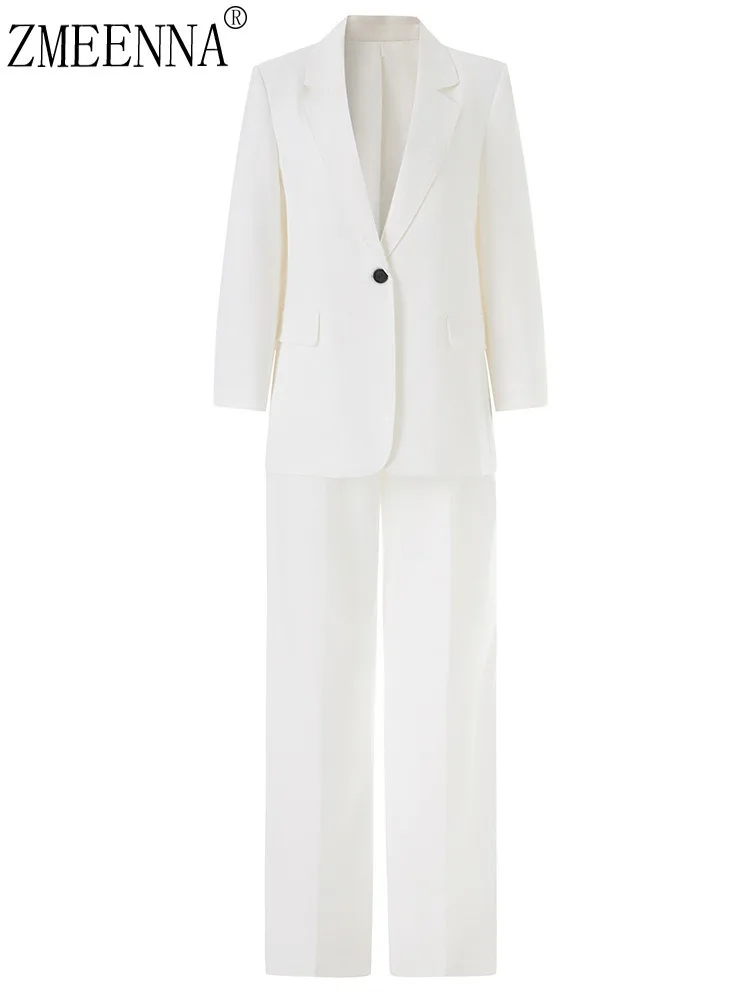 ZMEENNA женский белый брючный костюм, пиджак на одной пуговице и широкие брюки, повседневная рабочая одежда, наряд из двух предметов ZM3945
ZMEENNA женский белый брючный костюм, пиджак на одной пуговице и широкие брюки, повседневная рабочая одежда, наряд из двух предметов ZM3945