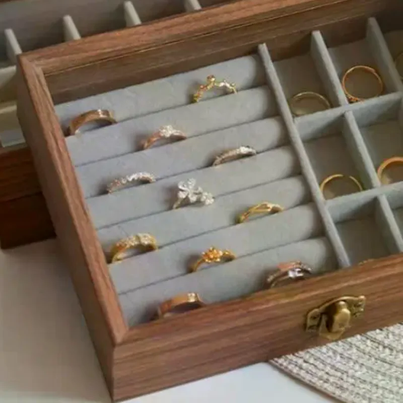 Heritage Wooden Jewelry Storage Box with Velvet and Glass Lid for Vintage Dust-proof Use
Heritage Wooden Jewelry Storage Box with Velvet and Glass Lid for Vintage Dust-proof Use