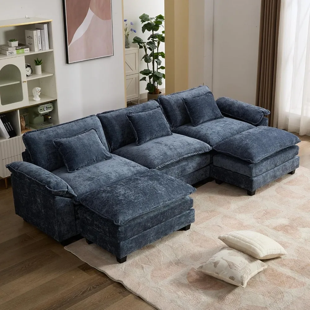 117" Sectional Sofa Cloud Couch, Modern Chenille U-Shaped Couch Comfy Upholstered 3-Seat Sofa with 2 Ottoman, 3 Lumbar Pillow,
117" Sectional Sofa Cloud Couch, Modern Chenille U-Shaped Couch Comfy Upholstered 3-Seat Sofa with 2 Ottoman, 3 Lumbar Pillow,