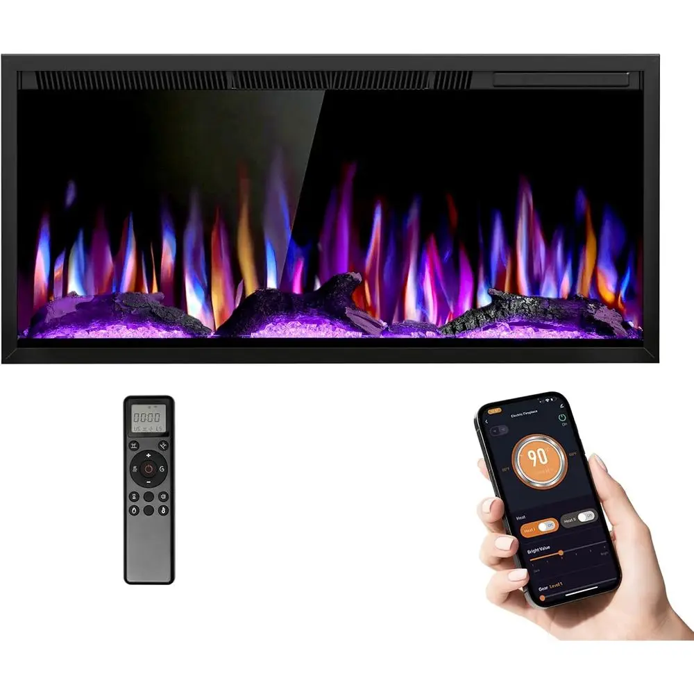 Ultra Thin 36 Inch Wall-Mounted Smart Electric Fireplace Heater with Adjustable Flame Color, Speed, Touch Screen & Remote Contro
Ultra Thin 36 Inch Wall-Mounted Smart Electric Fireplace Heater with Adjustable Flame Color, Speed, Touch Screen & Remote Contro