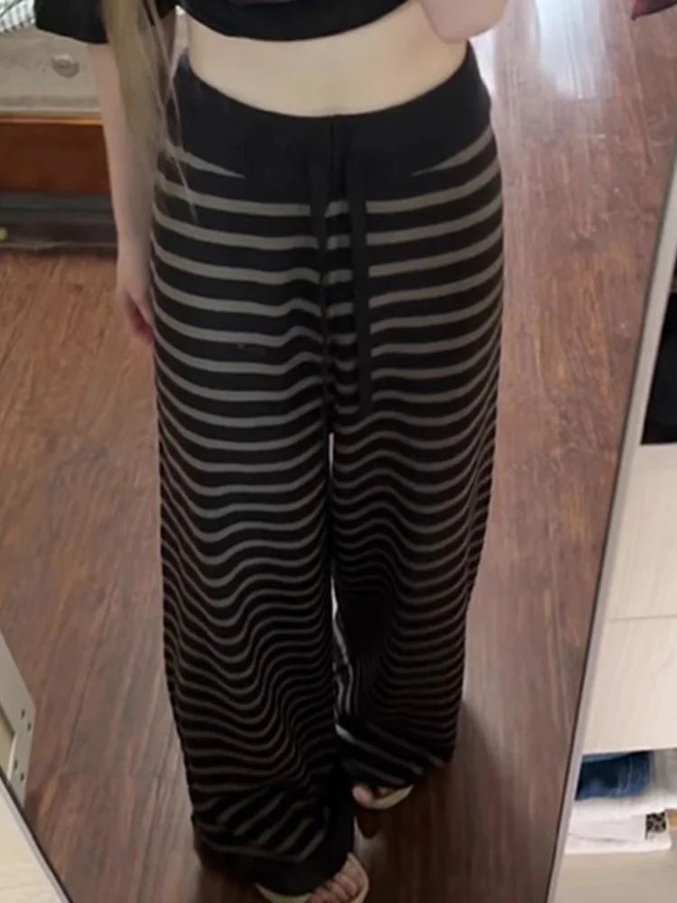 HOUZHOU Harajuku Black Striped Pants Women Vintage Gothic Y2k Baggy Trousers Punk High Waist Grunge Streetwear Wide Leg Pants 
HOUZHOU Harajuku Black Striped Pants Women Vintage Gothic Y2k Baggy Trousers Punk High Waist Grunge Streetwear Wide Leg Pants