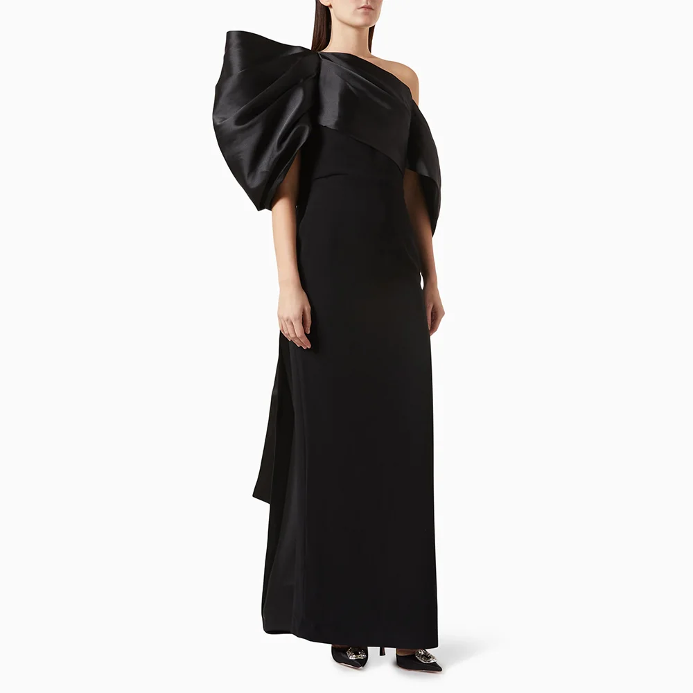 Wedding Party Dress One Shoulder Puffy Sleeves Column Formal Gowns for Women 2025 Draped Black Satin Elegant Evening Dresses
Wedding Party Dress One Shoulder Puffy Sleeves Column Formal Gowns for Women 2025 Draped Black Satin Elegant Evening Dresses