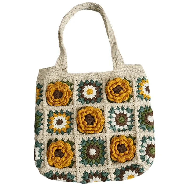 Yarn Sweet Shoulder Bag, Brown Daisy Shoulder Bag, Exquisite Yarn Crocheted Zipper Bag
Yarn Sweet Shoulder Bag, Brown Daisy Shoulder Bag, Exquisite Yarn Crocheted Zipper Bag