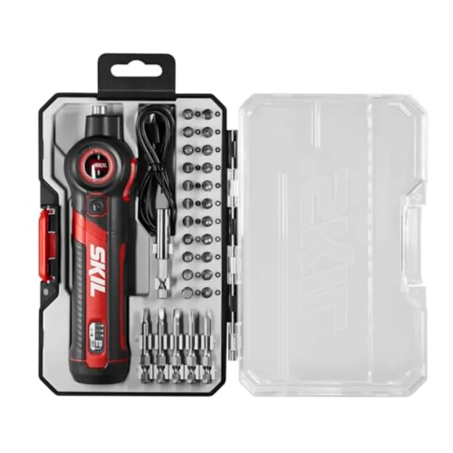 Twist 2.0 Rechargeable 4V Screwdriver with Pivoting Head Torque Setting USB-C Charging Cable 28 PC Bit Set and Carrying Case-
Twist 2.0 Rechargeable 4V Screwdriver with Pivoting Head Torque Setting USB-C Charging Cable 28 PC Bit Set and Carrying Case-