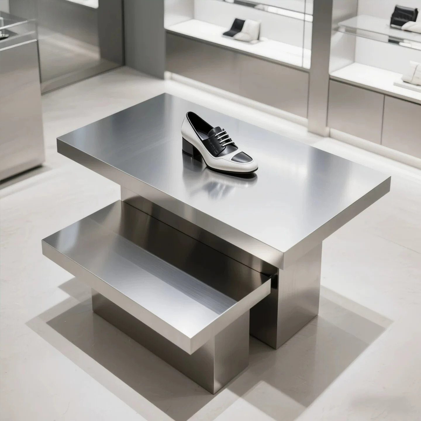 Clothing store Nakajima table shoe store bag double-layer display table stainless steel storage water table shoe bag placement N
Clothing store Nakajima table shoe store bag double-layer display table stainless steel storage water table shoe bag placement N