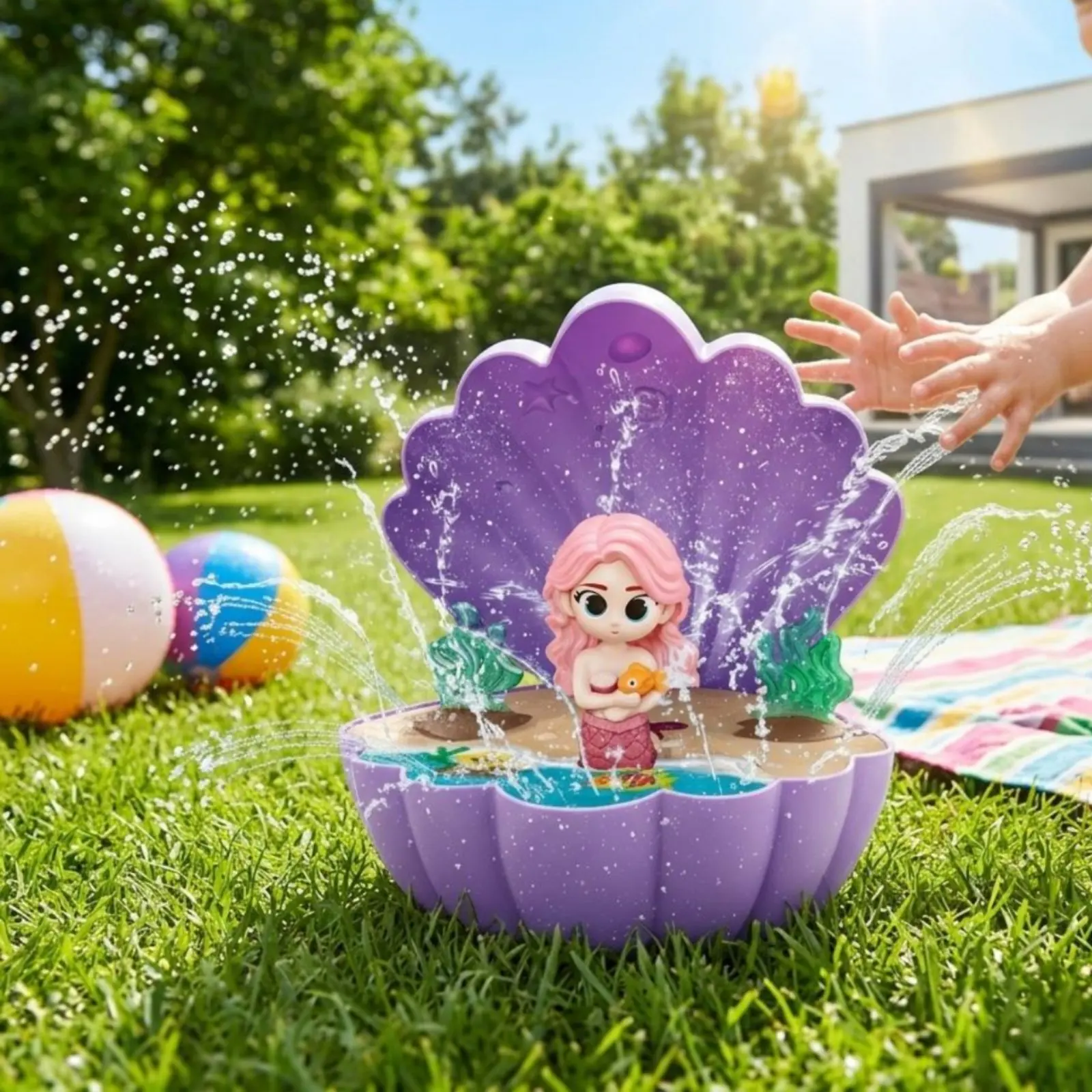 72 Pieces Mermaid Shell Sprinkler Summer Play Mermaid Sprinkler Rotating Water Spray Toy Easy to Install Water Spray Toy
72 Pieces Mermaid Shell Sprinkler Summer Play Mermaid Sprinkler Rotating Water Spray Toy Easy to Install Water Spray Toy