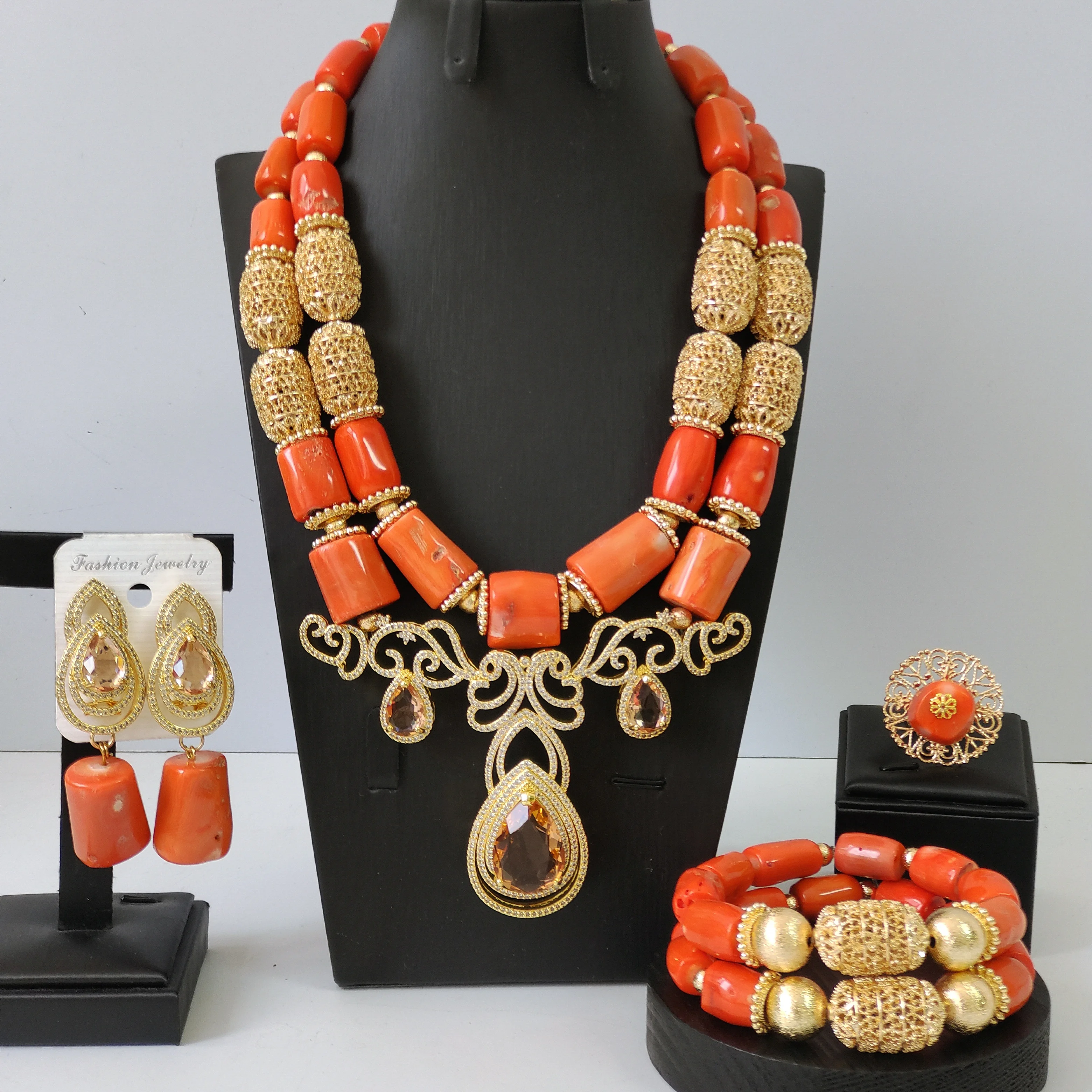 Orange Original African Coral Beads Jewelry Sets Nigerian Wedding
Orange Original African Coral Beads Jewelry Sets Nigerian Wedding
