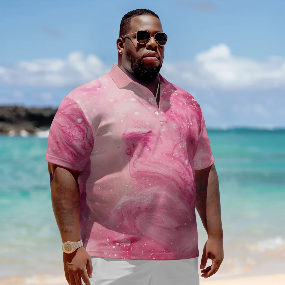 1 men's plus size polo shirt summer pink mixed print casual lapel button suitable for beach, shopping, golf
1 men's plus size polo shirt summer pink mixed print casual lapel button suitable for beach, shopping, golf