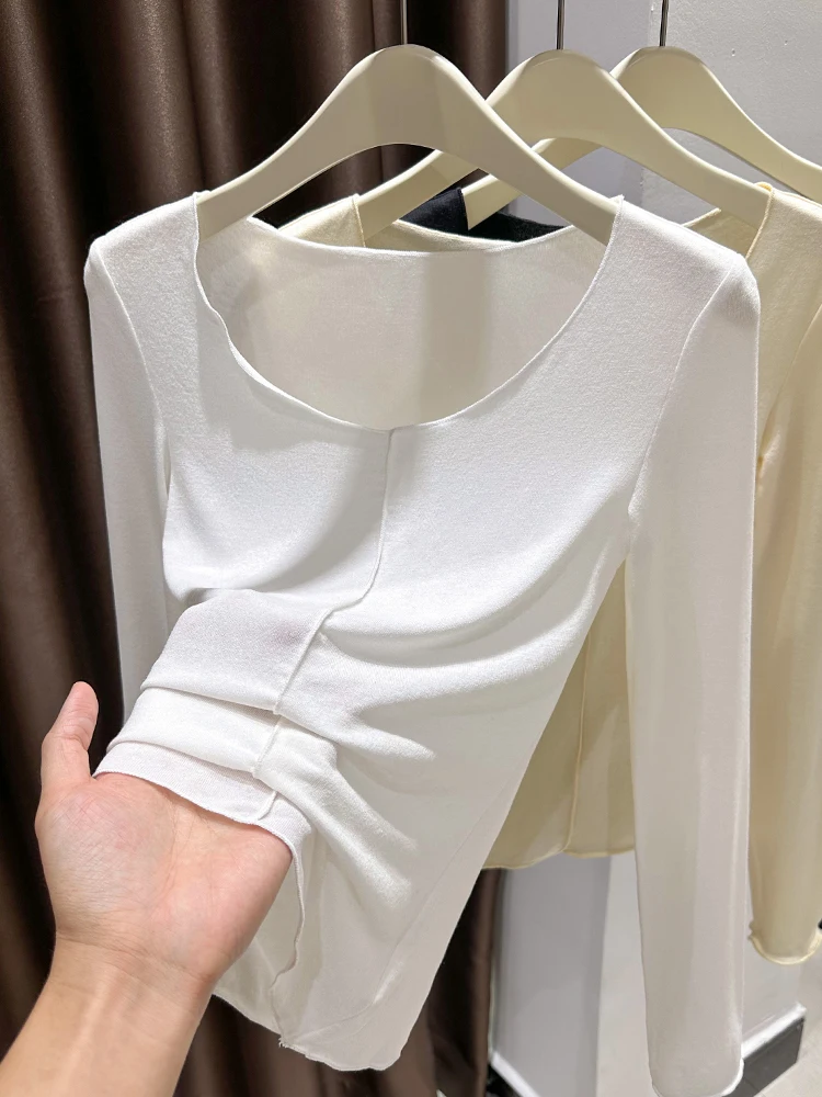Элитная шелковая футболка с длинным рукавом и глубоким V-образным вырезом, женская, весенняя, сексуальная, базовая, с пэчворком, приталенная, для повседневной носки, из полиэстера
Элитная шелковая футболка с длинным рукавом и глубоким V-образным вырезом, женская, весенняя, сексуальная, базовая, с пэчворком, приталенная, для повседневной носки, из полиэстера
