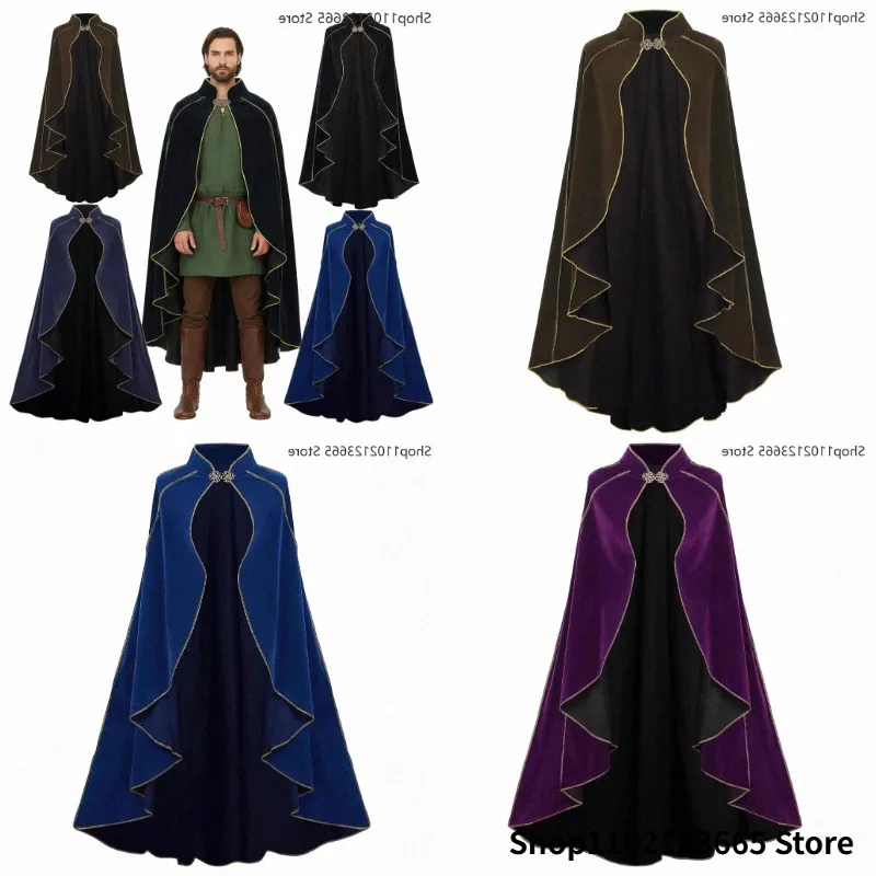 Halloween Cape Medieval Cloak Suede Capes Vintage Gold-Trimmed Costume Luxurious Masquerade Ball and Stage Performance Clothes
Halloween Cape Medieval Cloak Suede Capes Vintage Gold-Trimmed Costume Luxurious Masquerade Ball and Stage Performance Clothes