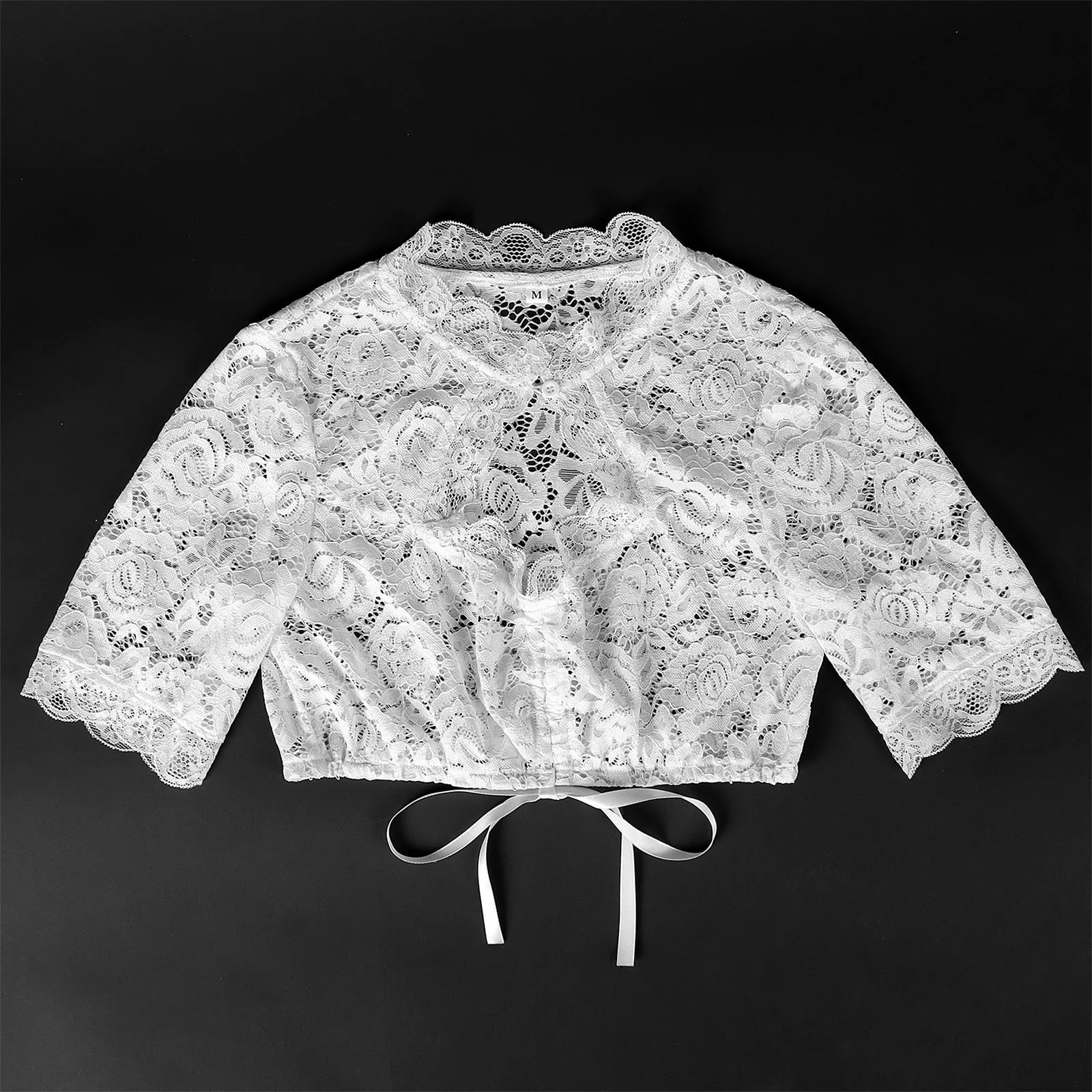 Women Oktoberfest Sheer Floral Lace Cropped Tops Blouse Cover Up Stand Collar Short Sleeve Shirts for Festivals Sling Dress 
Women Oktoberfest Sheer Floral Lace Cropped Tops Blouse Cover Up Stand Collar Short Sleeve Shirts for Festivals Sling Dress